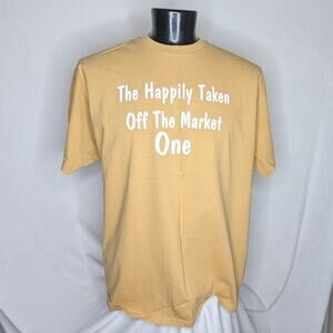 Gildan Men's Graphic Tee 2XL Beige Heavy Cotton T-Shirt Casual Streetwear Top